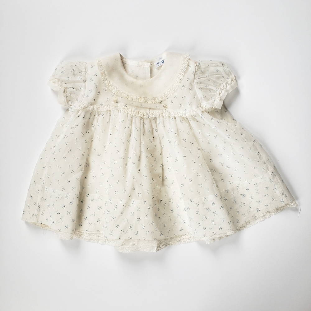 Vintage 1950s Little Miss Heidi Floral Sheer Dress   6-12 Months